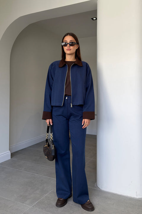 Premium Gabardin Palazzo Pantolon- LACİVERT