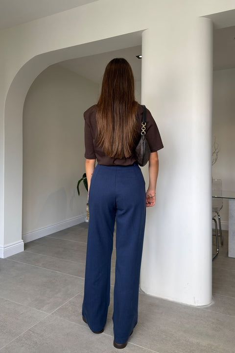 Premium Gabardin Palazzo Pantolon- LACİVERT