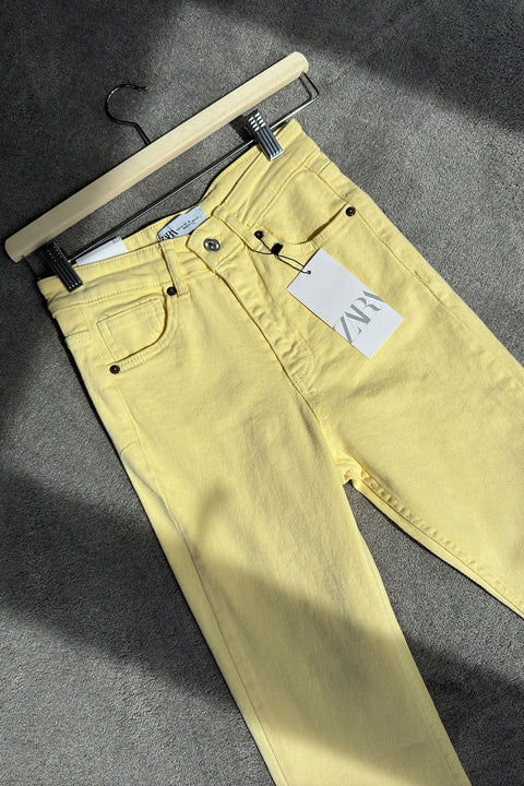 Premium İspanyol Paça Jean- SARI