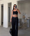 PREMİUM KALIN ASKILI CROP BELİ LASTİKLİ TAKIM- SİYAH