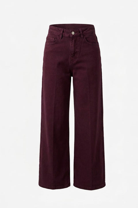 Premium Kemerli Flare Jean- BORDO