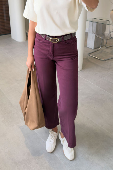 Premium Kemerli Flare Jean- BORDO