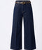 Premium Kemerli Flare Jean- KOYU LACİVERT