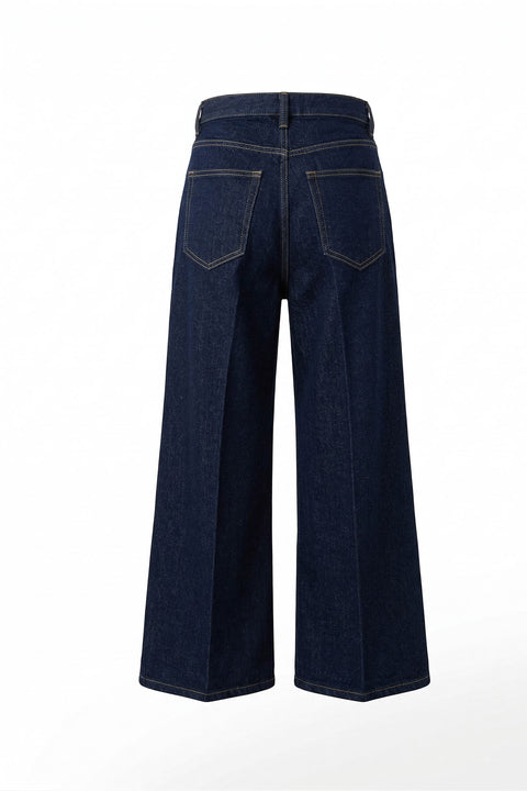 Premium Kemerli Flare Jean- KOYU LACİVERT