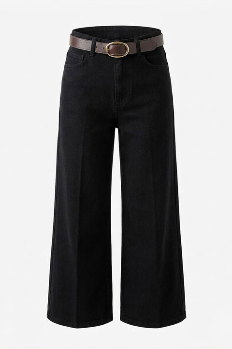 Premium Kemerli Flare Jean- SİYAH