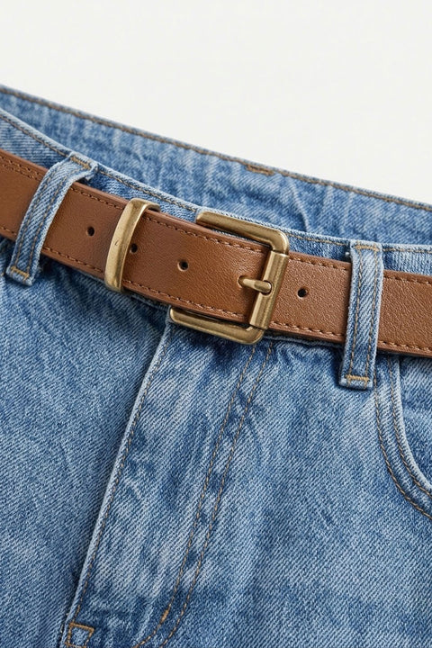 Premium Kemerli Flare Kar Yıkama Jean- AÇIK MAVİ