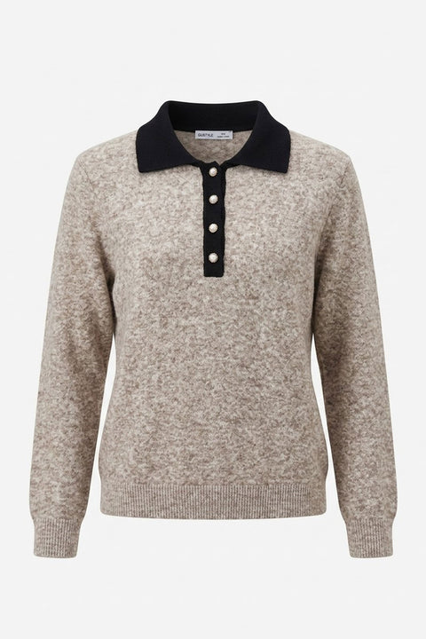 Premium Polo Yaka Triko Kazak- VİZON