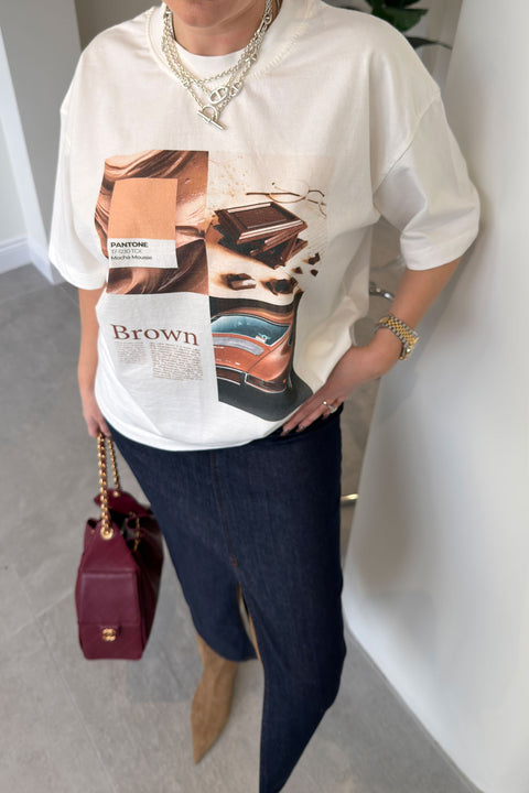 Premium Yeni Sezon Baskılı T-Shirt- EKRU