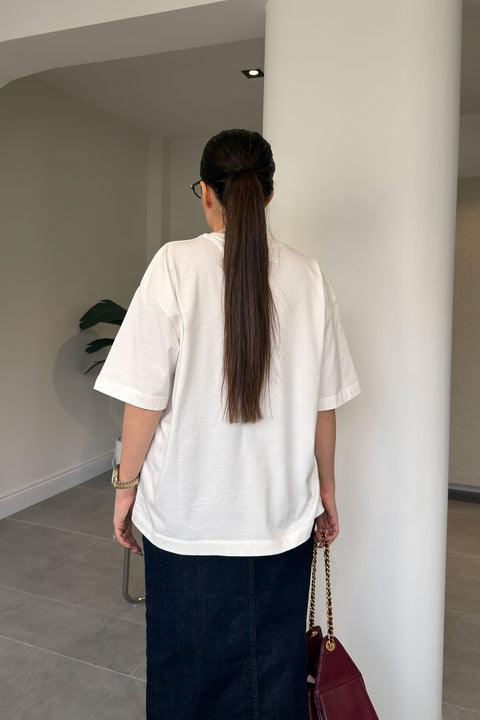 Premium Yeni Sezon Baskılı T-Shirt- EKRU