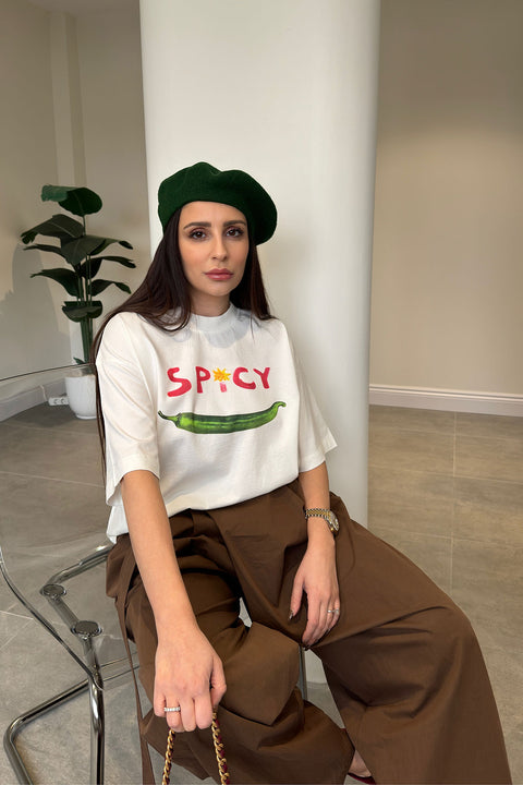 Premium Yeni Sezon Baskılı T-Shirt- EKRU