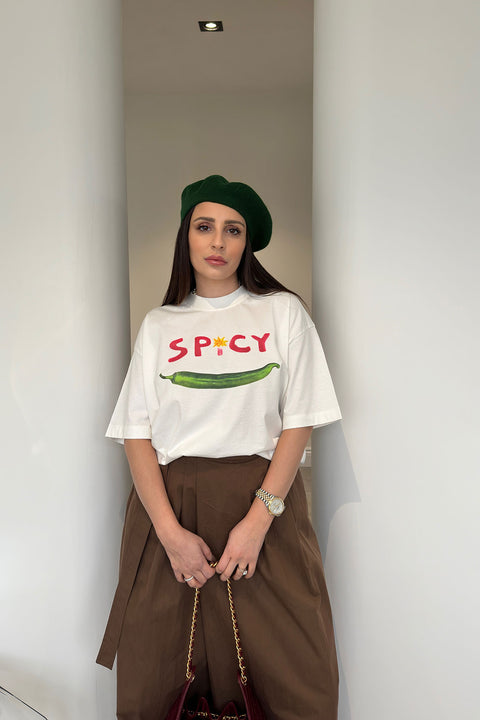 Premium Yeni Sezon Baskılı T-Shirt- EKRU