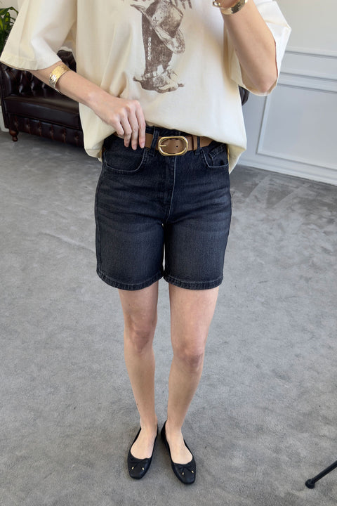 Regular Premium Denim Şort- GRİ