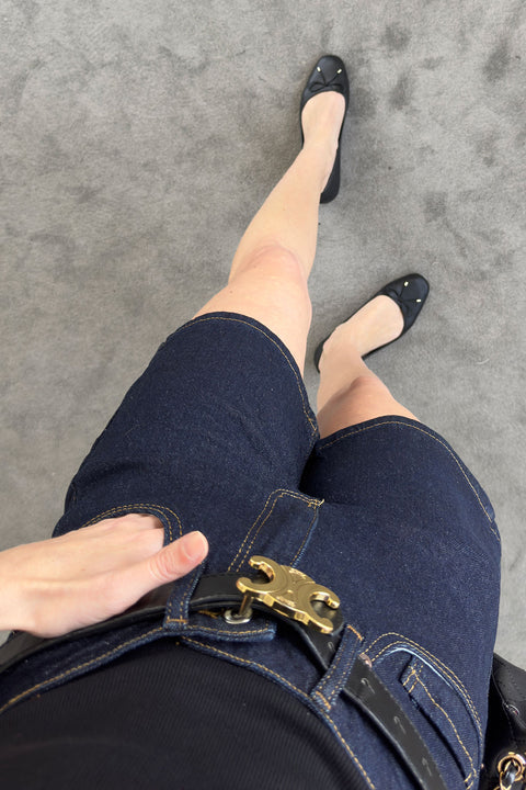 Regular Premium Denim Şort- KOYU LACİVERT