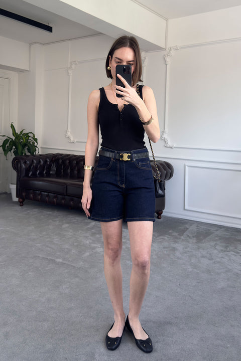Regular Premium Denim Şort- KOYU LACİVERT