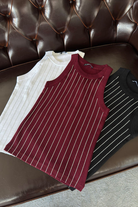 Şerit Taşlı Kaşkorse Atlet- BORDO