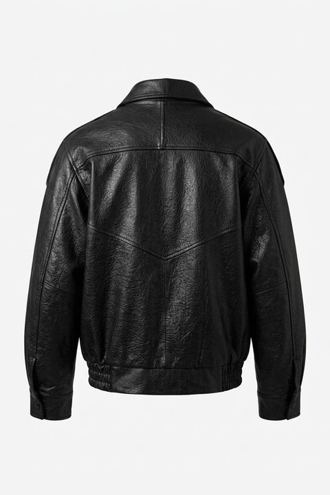 Suni Deri Özel Seri Biker Ceket- SİYAH
