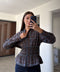 TASARIM BELİ GİPELİ EKOSE GÖMLEK- KAHVERENGİ