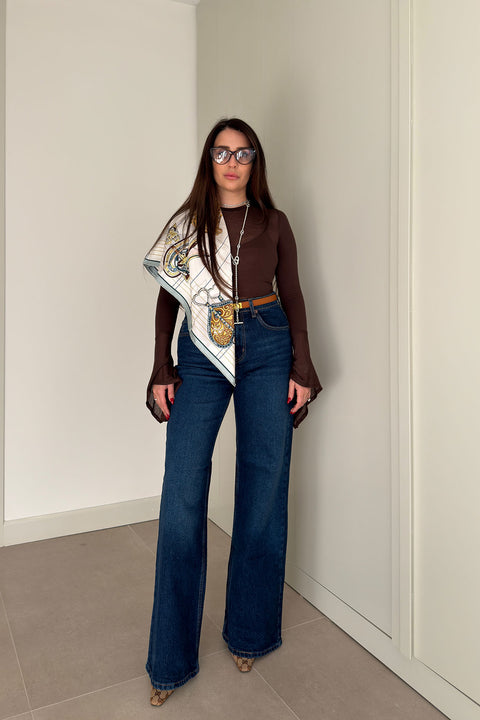 Tintli Wide Leg Jean- MAVİ