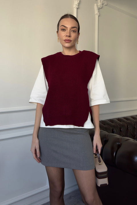 Triko Detay Tshirt- BORDO