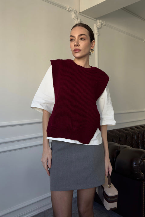 Triko Detay Tshirt- BORDO