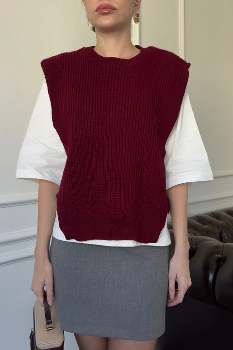 Triko Detay Tshirt- BORDO
