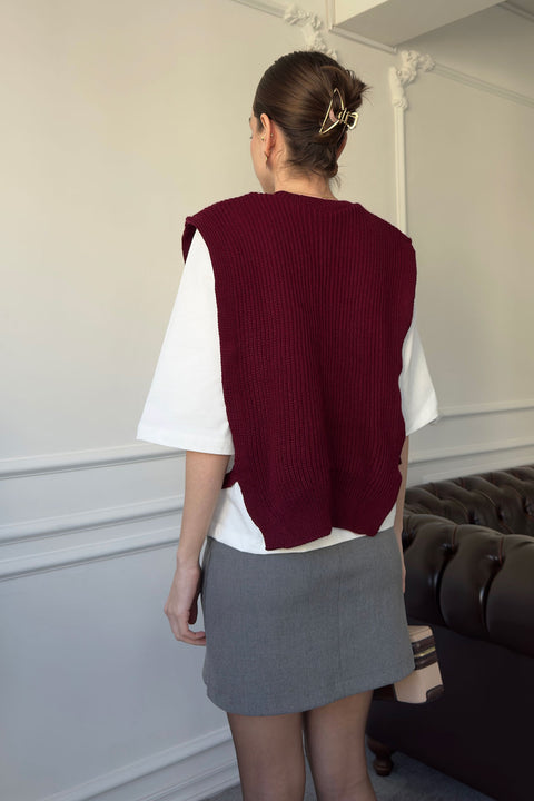 Triko Detay Tshirt- BORDO