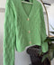 V Yaka 3 Düğmeli Triko Hırka- YEŞİL