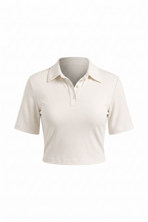 Vatkalı Premium Polo Yaka Bluz- EKRU