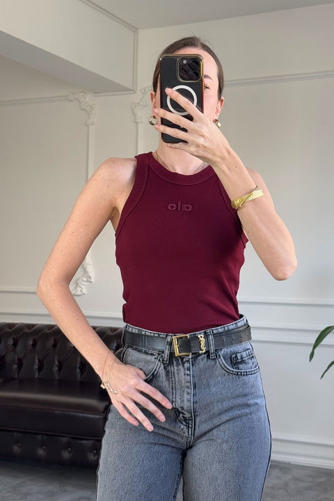 Yazı Nakış Detaylı Fitilli Crop- BORDO