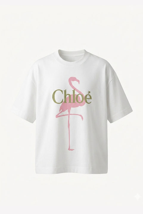 Yeni Sezon Chloe Baskılı Tişört- EKRU