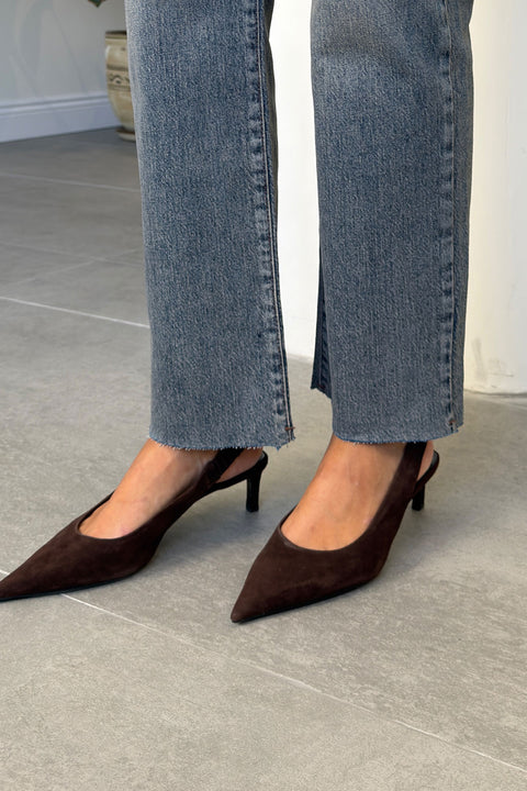 Yüksek Bel Kesik Paça Straight Fit Jean- MAVİ